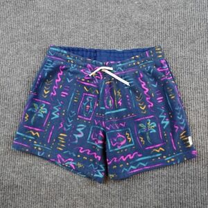 Chubbies Fleece Shorts Womens Medium Blue Tropical Geometric Print